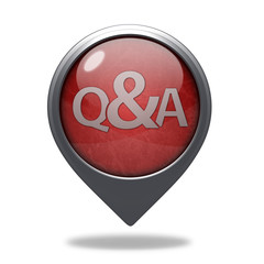 Q&A  pointer icon on white background