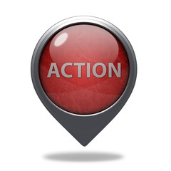 Action pointer icon on white background