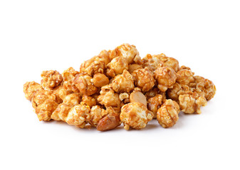 caramel popcorn isolated on white background