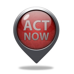 Act now pointer icon on white background
