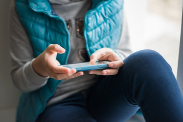Close up of a Human hand using smartphone