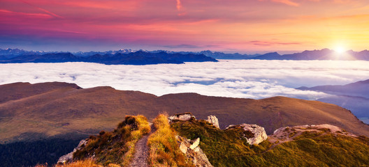 Amazing sunset in the mountains