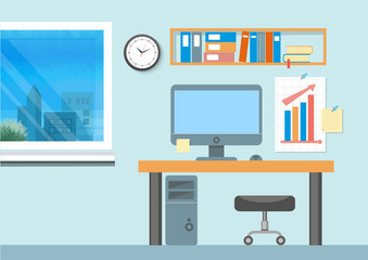 Modern office interior with designer desktop