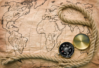 compass and old map