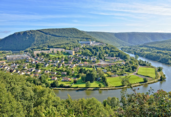 Panorama of Revin, a small town on river Meuse - 72593903
