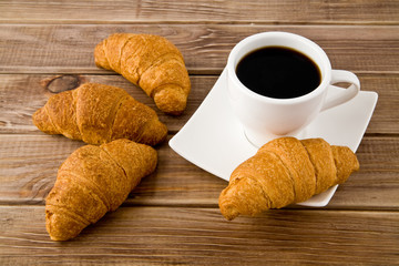 croissants and cup of coffee