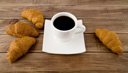croissants and cup of coffee