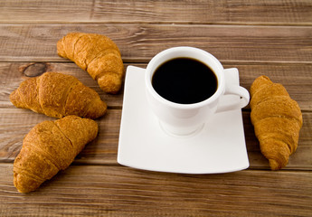 croissants and cup of coffee