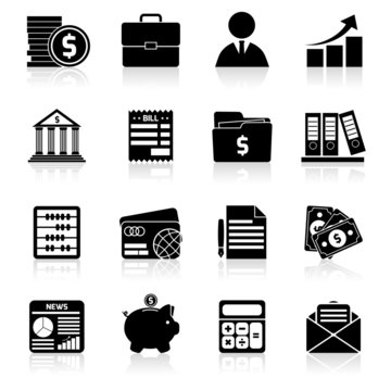 Accounting icons set black