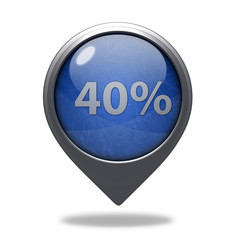 Fourty percent pointer icon on white background