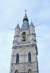 Fototapeta na wymiar Belfry of Saint Bavo Cathedral in Ghent