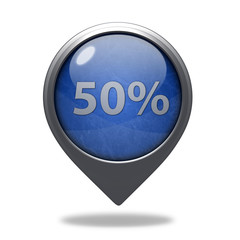 Fivety percent pointer icon on white background