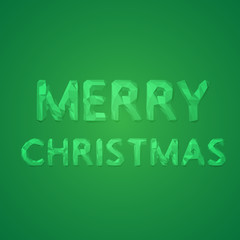 Low Poly Merry Christmas Sign on Green Background