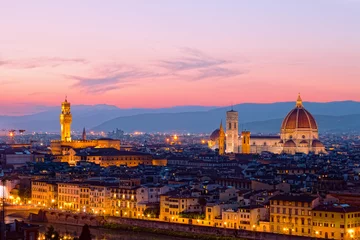 Foto op Canvas Panoramisch uitzicht over Florence op een zonsondergang, Italië © Shchipkova Elena