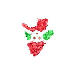 Low Poly Burundi Map with National Flag