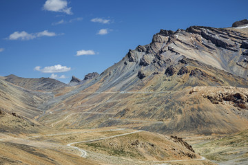 View of beautiful mountains and winding road