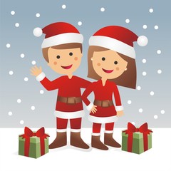 Niños disfrazados de Papá Noel