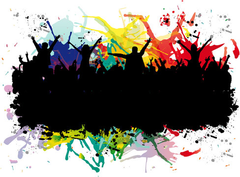 Dancing silhouettes - grunge background