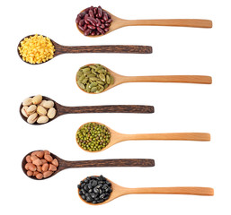 Beans on white background