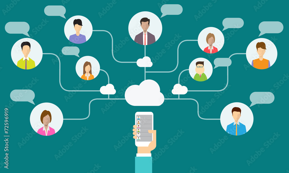 Poster social network communication and business connection on mobile