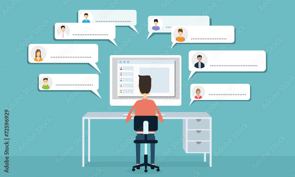 Poster vector social network communication and business connection