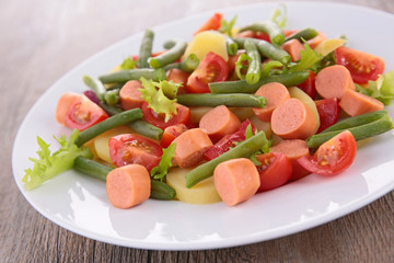 salad with vegetable and sausages