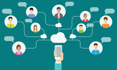 social network communication and business connection on mobile