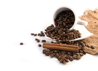 cup of coffee with grains