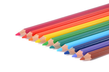 Fototapeta premium Assortment of colored pencils over white