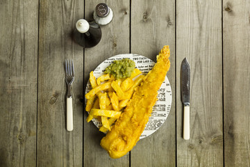 British Fish and Chips on a newspaper print plate