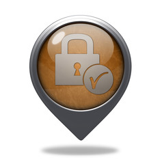 Lock pointer icon on white background