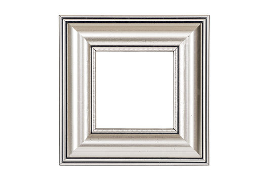 Silver picture frame isolated on white background with clipping 