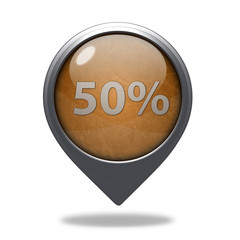 Fivety percent pointer icon on white background