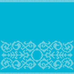 Cross stitch embroidery pattern ornament  blue background - 72599962