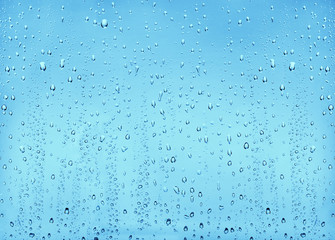 Drops water  on the clear glass background