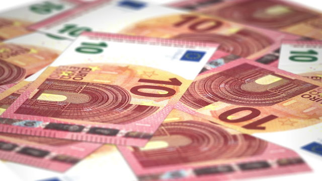 Seamless loop animation of the new 10 Euro banknote
