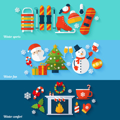 Fototapeta premium Winter banners set