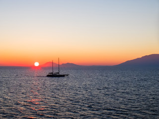 Fototapeta na wymiar Sunrise sky in the Aegean Sea
