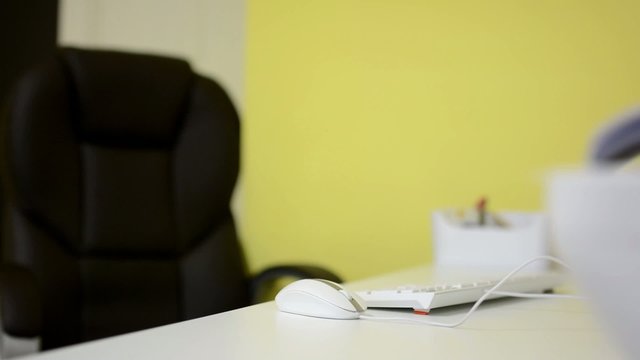 empty workplace - office - chair with table