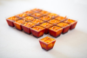 Verine - sweet Creme caramel  desserts at white table