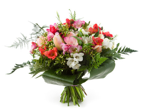 Freesia and tulips bouquet
