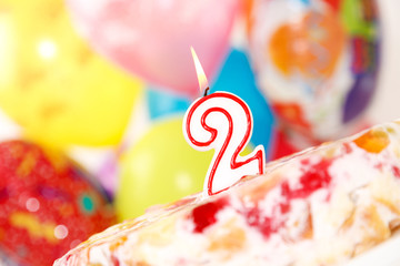 Cake with number 2 candle