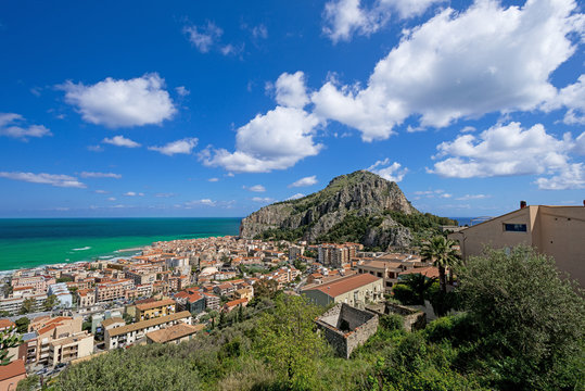 Bay in Cefalu Sicily hill