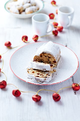 Christmas stollen on a plate
