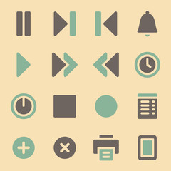 Media player web icons set