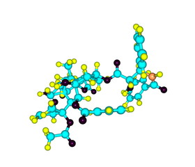 Paclitaxel molecule isolated on white