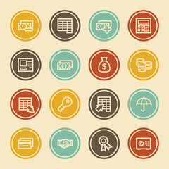 Finance And Banking Web Icons, Color Circle Buttons