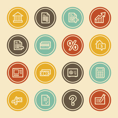 Banking Web Icons, Color Circle Buttons