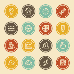Green Ecology Web Icon Set 1, Color Circle Buttons