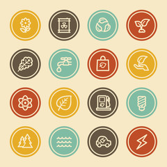 Green Ecology Web Icon Set 3, Color Circle Buttons